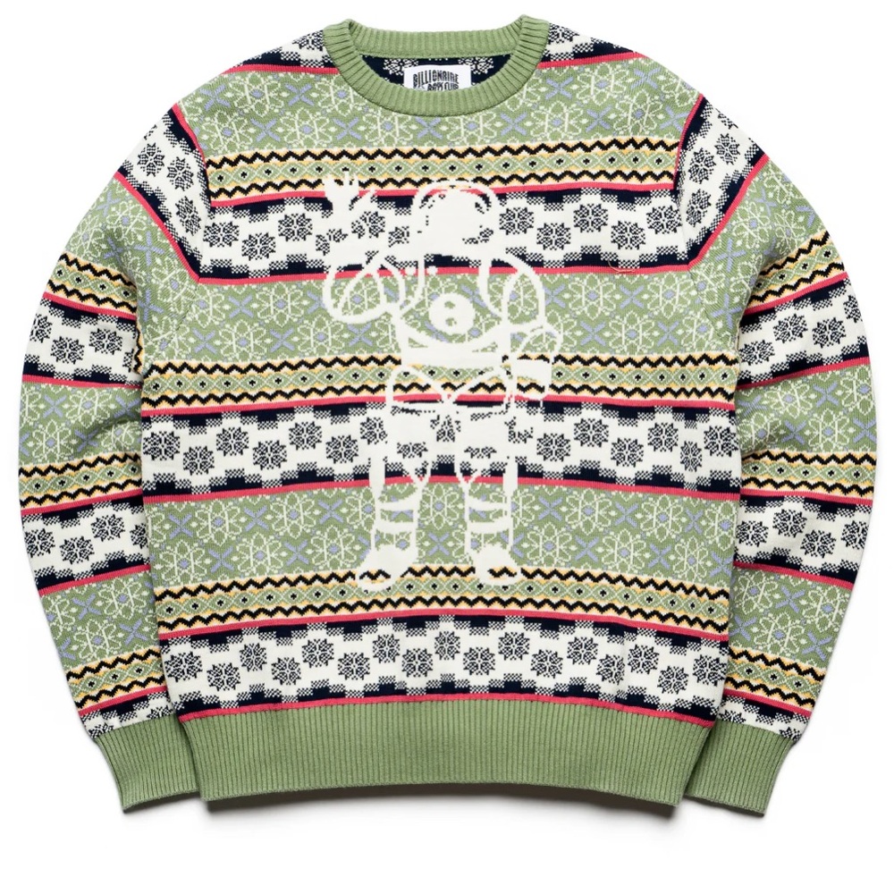 Billionaire Boys Club Green Patterned Crewneck Sweater